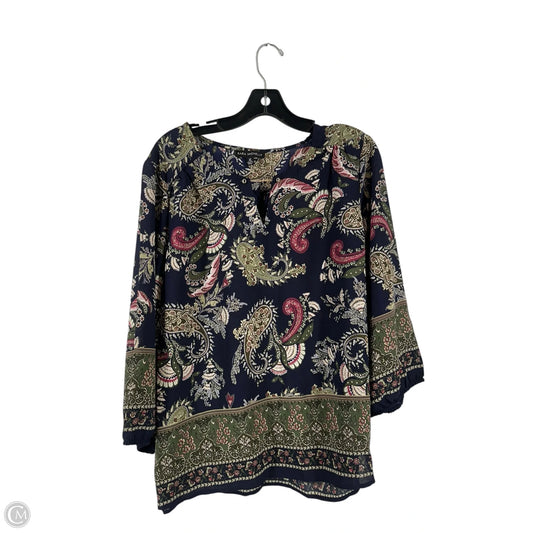 Top Long Sleeve By Sara Michelle In Blue, Size: Xl