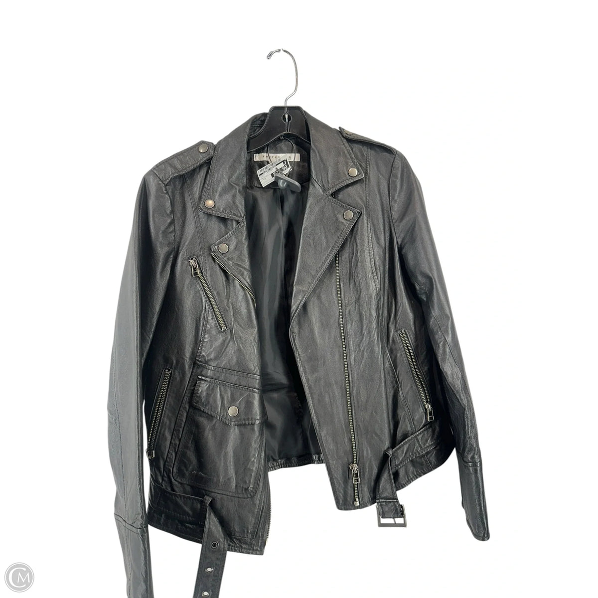 Jacket Leather By Clothes Mentor In Black, Size: M